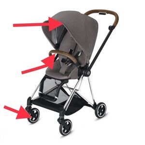 Cybex Mios Stroller Replacement wheels canopy belly bar rain cover